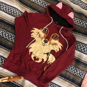 Fox hoodie with ears and tail